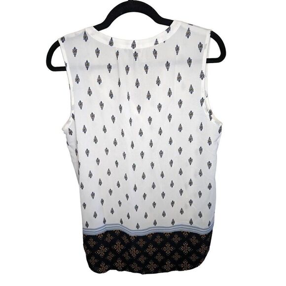 Ann Taylor Sleeveless Keyhole Tie Front V-Neck Tie Tunic Top Colorblock Women's - Picture 2 of 6